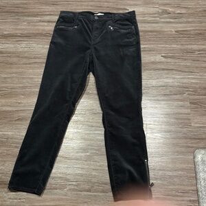 Loft Charcoal Grey Velvet Modern Skinny Jeans, Size 12